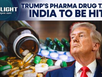 Trump's pharma drug tariff impact on India discussed with visual of drugs and Trump figure